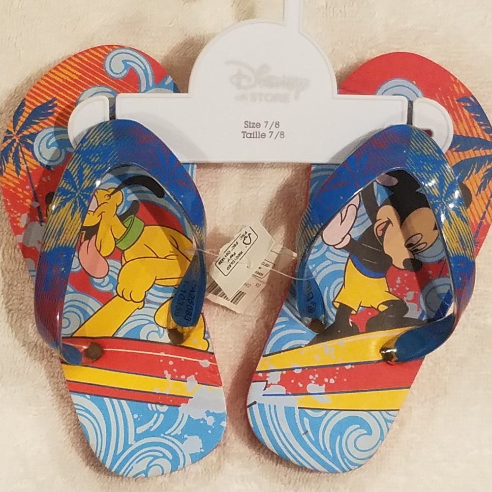 Mickey Mouse & Pluto Flip Flops - Kids Size 7/8